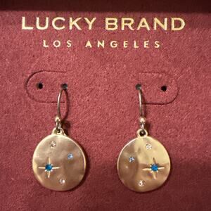 Lucky Brand Gold-Tone Pavé Night Sky Disc Drop Earrings - New in Box